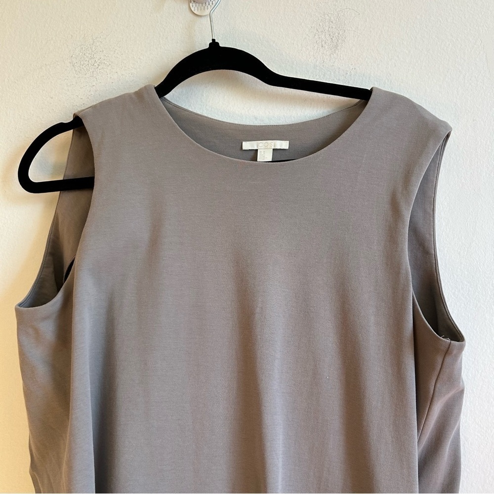 COS Sz M Grey Asymmetrical Lagenlook Cotton Sleeveless Mini Dress - Picture 5 of 8